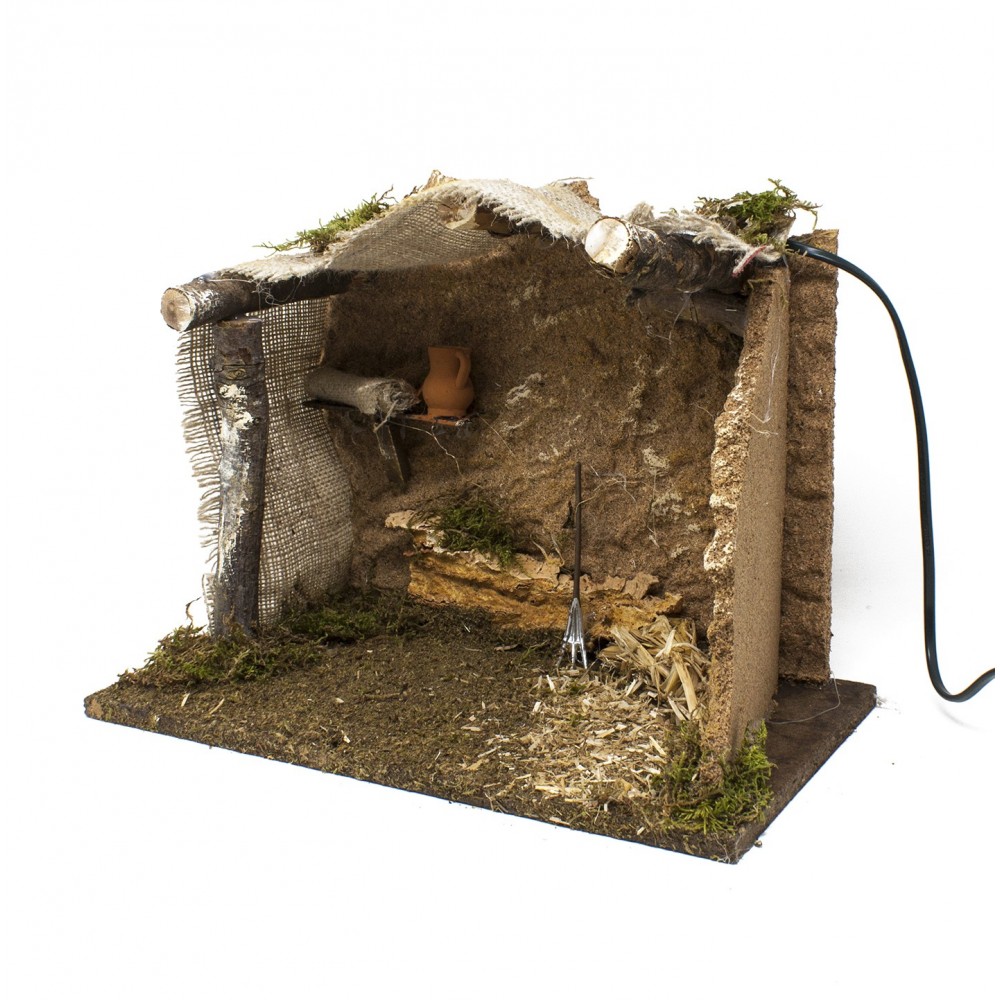 Capanna Vuota Per Presepe Con Luce 33x18x24 Cm