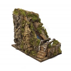 Ruscello per Presepe con Ponte cm. 18x33x20 Fiume Cascata con Motorino di Ricircolo - 11632