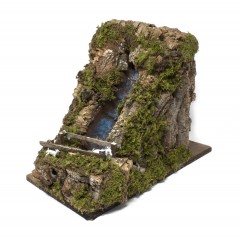 Ruscello per Presepe con Ponte cm. 18x33x20 Fiume Cascata con Motorino di Ricircolo - 11632