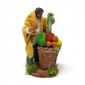 Pastore Singolo per Presepe 12 cm in Terracotta "Fruttivendolo" - CS2