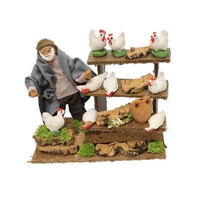 Personaggi per Presepe Statuina in Terracotta Banchetto con Galline 79161