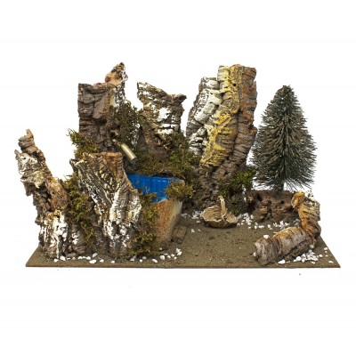 Fontana con Alberi per Presepe con Motorino per Acqua 38X19 cm 2072