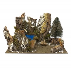 Fontana con Alberi per Presepe con Motorino per Acqua 38X19 cm 2072