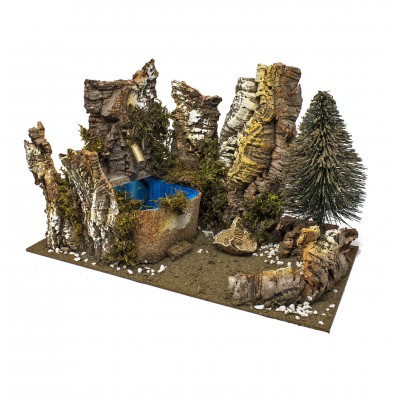 Fontana con Alberi per Presepe con Motorino per Acqua 38X19 cm 2072