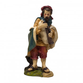 Pastore Singolo in Resina 20 cm per Presepe "Uomo con Cornamusa" - 41911/C