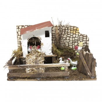 Pollaio per Presepe 20x14x11 cm con Effetto Sonoro