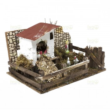 Pollaio per Presepe 20x14x11 cm con Effetto Sonoro