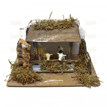 Mangiatoia con Mucche per Presepe 20x14x11 cm con Verso delle Mucche