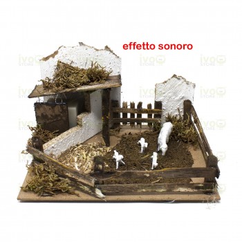 Recinto con Pecorelle per Presepe 20x14 cm con Riproduttore del Verso 85417/C