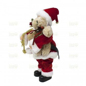 Babbo Natale 30 cm con Sacco Doni e Orso