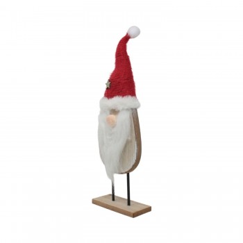 Babbo Natale in Legno 36 cm con Cappello Rosso - 51869