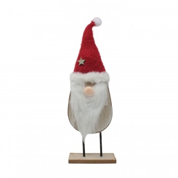 Babbo Natale in Legno 36 cm con Cappello Rosso - 51869