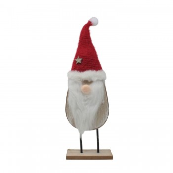 Babbo Natale in Legno 36 cm con Cappello Rosso - 51869