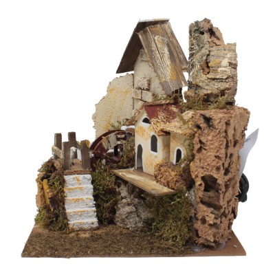 Mulino ad Acqua con Pompa Scena per Presepe 24x21x23 cm - 11385