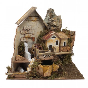 Mulino ad Acqua con Pompa Scena per Presepe 24x21x23 cm - 11385