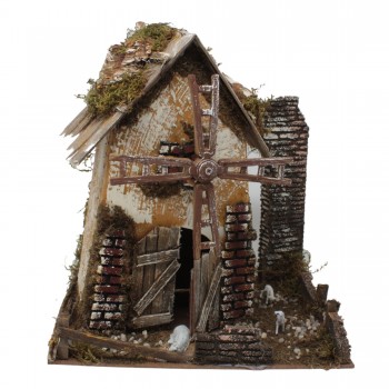 Mulino a Vento Elettrico per Presepe 24x21x27 cm con Motorino 11755