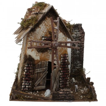 Mulino a Vento Elettrico per Presepe 24x21x27 cm con Motorino 11755