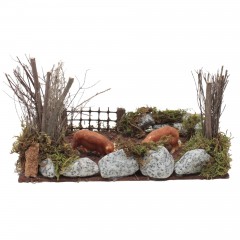 Recinto con Maiali per Presepe 20x14x12 cm - 11781