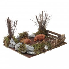 Recinto con Maiali per Presepe 20x14x12 cm - 11781