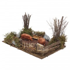 Recinto con Maiali per Presepe 20x14x12 cm - 11781