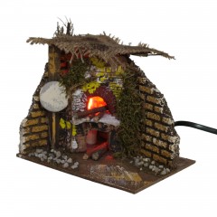 Scena per Presepe Forno con Lampada Effetto Fuoco 15x10x13 cm - 11789