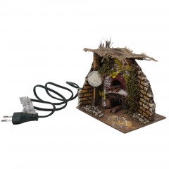 Scena per Presepe Forno con Lampada Effetto Fuoco 15x10x13 cm - 11789