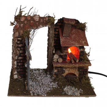 Forno con lampada effetto fiamma 20 x 14 x 18 cm