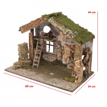 Capanna Vuota per Presepe Paesaggio con Luci 60 x 34 cm 87471