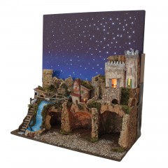 Paesaggio Presepe Cielo Stellato Scenografia con Luci 60x35 cm 87464