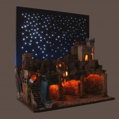 Paesaggio Presepe Cielo Stellato Scenografia con Luci 60x35 cm 87464