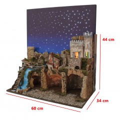 Paesaggio Presepe Cielo Stellato Scenografia con Luci 60x35 cm 87464