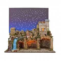 Paesaggio Presepe Cielo Stellato Scenografia con Luci 60x35 cm 87464