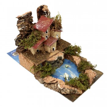 Lago con Casette per Presepe 15x10x11 cm 85087