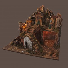 Plastico Presepe 65x47x50 cm con Luci e Mulini - RR11369