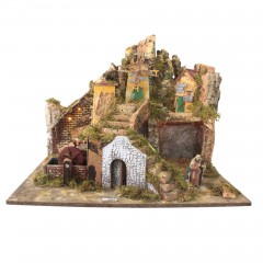 Plastico Presepe 65x47x50 cm con Luci e Mulini - RR11369