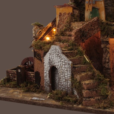 Plastico Presepe 65x47x50 cm con Luci e Mulini - RR11369