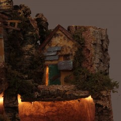 Plastico Presepe 65x47x50 cm con Luci e Mulini - RR11369