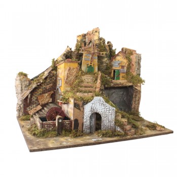 Plastico Presepe 65x47x50 cm con Luci e Mulini - RR11369