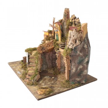 Plastico Presepe 65x47x50 cm con Luci e Mulini - RR11369