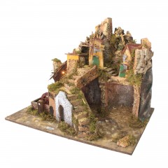 Plastico Presepe 65x47x50 cm con Luci e Mulini - RR11369