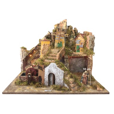 Plastico Presepe 65x47x50 cm con Luci e Mulini - RR11369