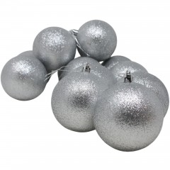 Set da 12 Palline di Natale Brillantate Argento da 8 cm 37490