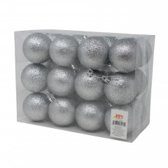 Set da 12 Palline di Natale Brillantate Argento da 8 cm 37490