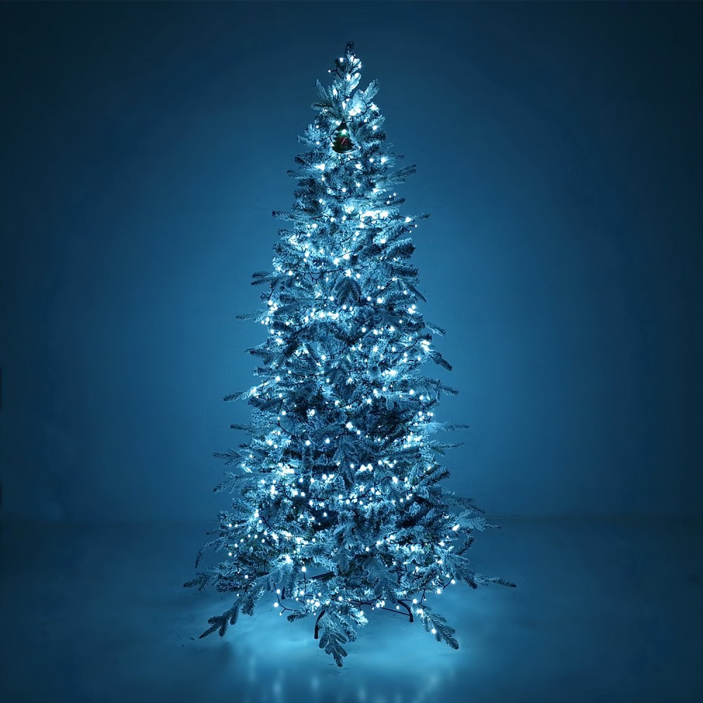 Albero di Natale Innevato 210 cm ELEGANT con 1000 Luci Led Bianco