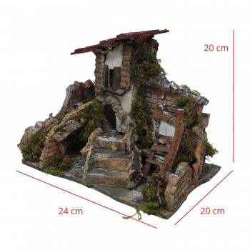 Casolare per Presepe con Scale 24x20 cm 460A