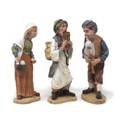 Pastori in resina per presepe 7 assortiti personaggi 10 cm