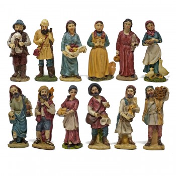 Pastori in Resina Statuine 10 cm per Presepe Set 12 pezzi 46001