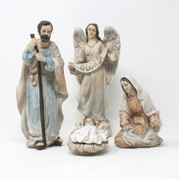 Natività Completa in Resina 20 cm Set di 9 pezzi Panna 51218