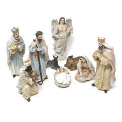 Natività Completa in Resina 20 cm Set di 9 pezzi Panna 51218