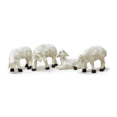 Gruppo di 4 Pecorelle per Presepe in Resina 4 cm 53896